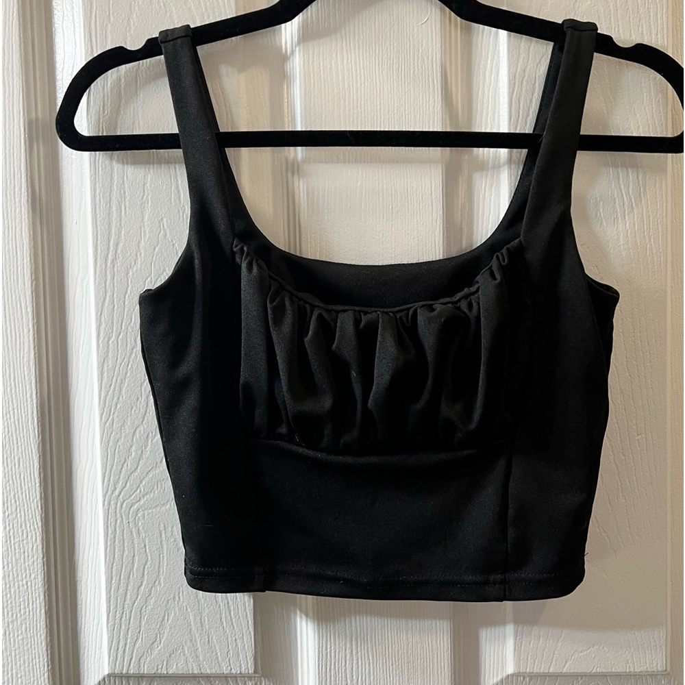 Black Polyester Corset Top